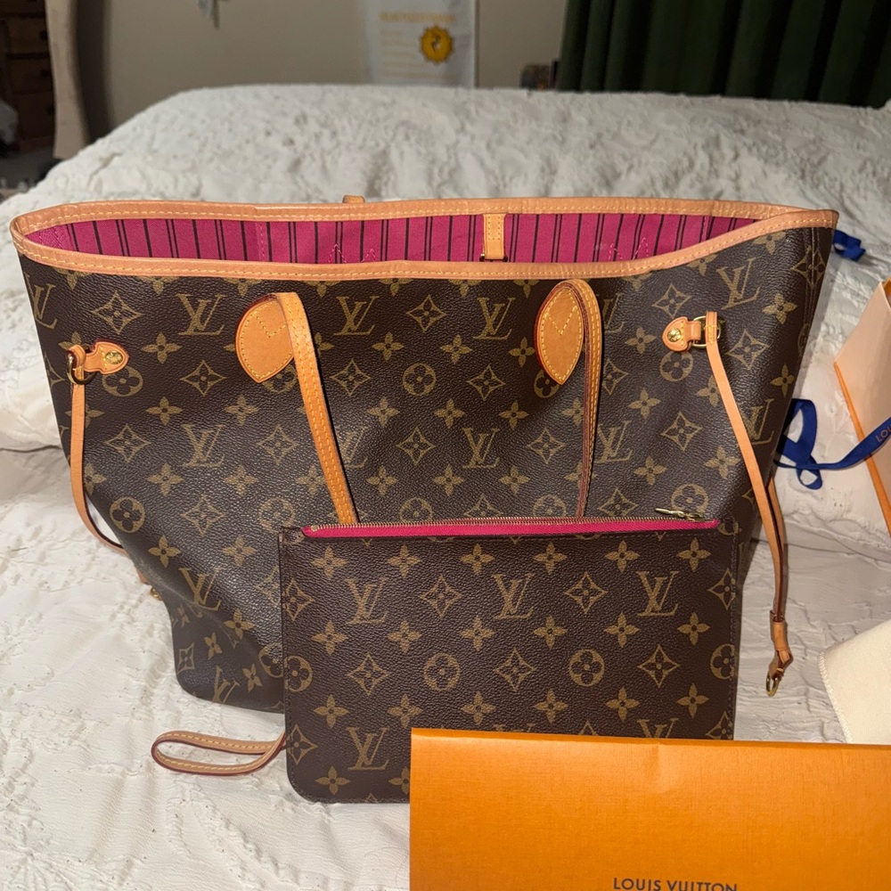 Louis Vuitton Brown and Pink Monogram Tote